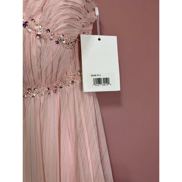 NEW NWT Mac Duggal Beaded Ruffle High Low Gown SYLE 68096 Size 2 in Pink - Picture 6 of 9